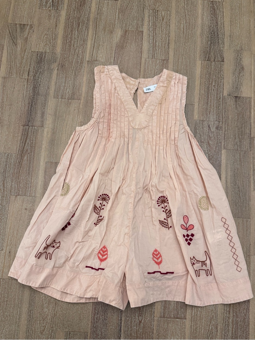 Girls Zara Embroidered Pink Romper Dress 7